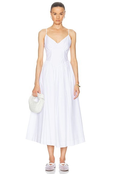 NICHOLAS Becker Princess Waist Midi Dress in White