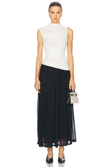 Odila Sleeveless Twisted Maxi Dress in Ivory & Black