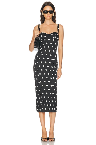 NICHOLAS Dominique Paneled Dress in Black & White Polka Dot