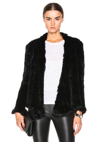 NICHOLAS Knitted Rabbit Fur Jacket in Black | FWRD