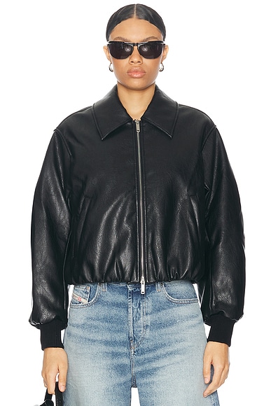 NICHOLAS Frida Vegan Leather Bomber Jacket in Black