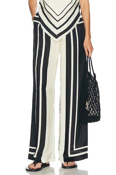 NICHOLAS Sandra Wide Leg Pant in Black & Ivory Scarf Print