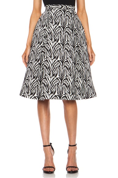 NICHOLAS Zebra Jacquard Ball Cotton-Blend Skirt in White & Black | FWRD