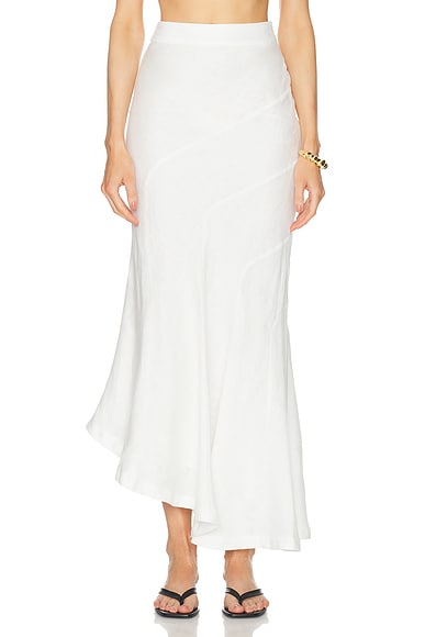 NICHOLAS Sapphira Bias Asymmetrical Seamed Maxi Skirt in Milk