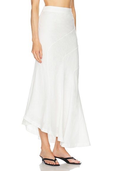 Shop Nicholas Sapphira Bias Asymmetrical Seamed Maxi Skirt In Milk