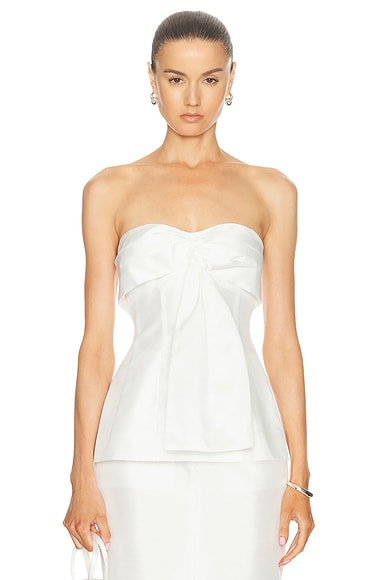 NICHOLAS Coraline Strapless Fan Pleat Top in Ivory