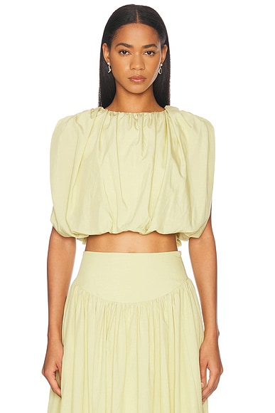 NICHOLAS Nadira Cropped Sleeveless Bubble Top in Pistachio