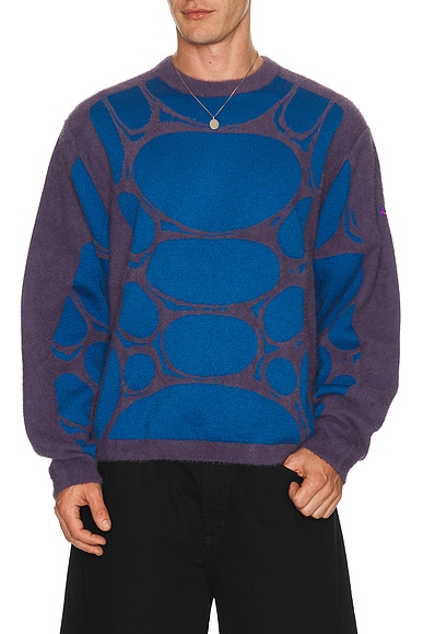 Nike Sweater in Dark Raisin, Brilliant Blue, & Voltage Green