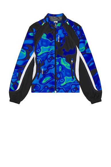 Nike Repel Track Jacket in Hyper Royal, White, & Green Shock