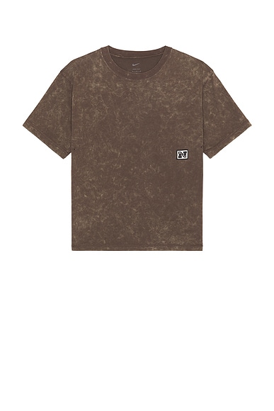 Nike Heritage Shot Sleeve Top in Baroque Brown