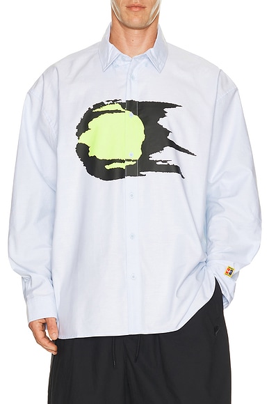 Nike Club Rules Oxford Long Sleeve Shirt in Hydrogen Blue