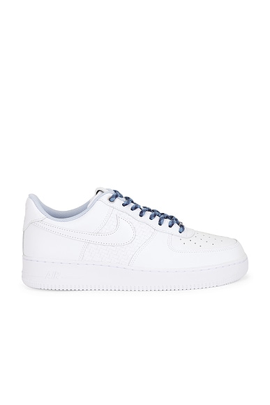 Nike Air Force 1 '07 Lv8 Ess Plus Sneaker in White, Metallic Silver, & White