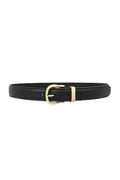 Shop Nili Lotan Louise Belt In Black & Shiny Brass