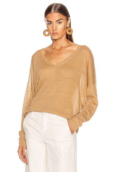 NILI LOTAN Ginny Linen Sweater in Jute 