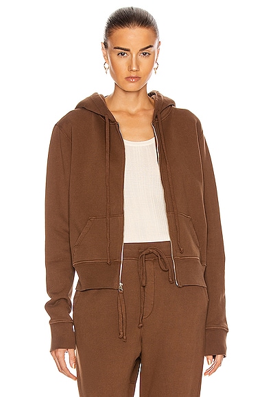 トップス NILI LOTAN CALLIE ZIP UP HOODIE CALLIE HOODIE | Women's Distressed Cotton Sweatshirt With Patch