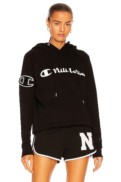 NILI LOTAN x Champion Hoodie in Jet Black | FWRD