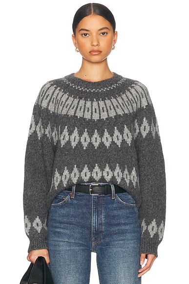 NILI LOTAN Arleth Sweater in Grey Fair Isle