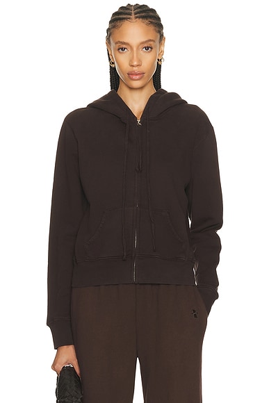 NILI LOTAN Callie Zip Up Hoodie in Espresso