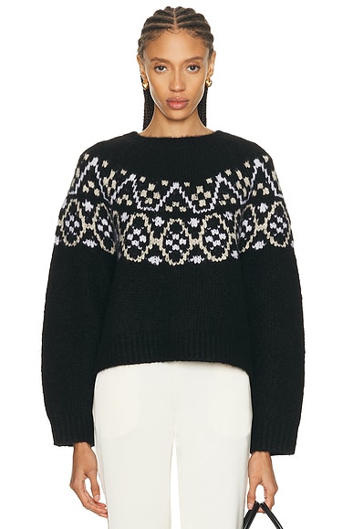 NILI LOTAN Chrissy Sweater in Black Fairisle