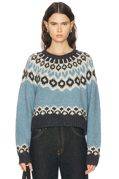 NILI LOTAN Isaline Fair Isle Sweater in Iceberg Blue