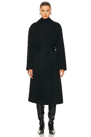 Shop Nili Lotan Fabien Wrap Coat In Black