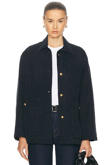 Sandy Liang Tooth Fleece Jacket in Dark Navy FWRD