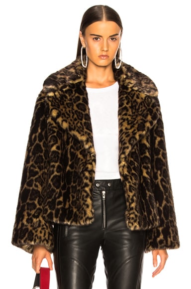 NILI LOTAN Sedella Faux Fur Coat in Leopard FWRD