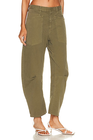 Nili Lotan Shon Cotton And Linen-blend Twill Tapered Pants In Olive Green