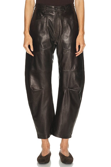NILI LOTAN Shon Leather Pant in Dark Brown
