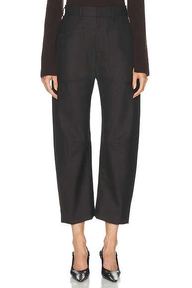 NILI LOTAN Shon Wool Pant in Brown Herringbone