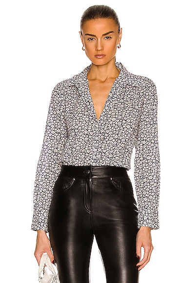 Nili Lotan New Blue Superfine Cotton Fitted Shirt XS