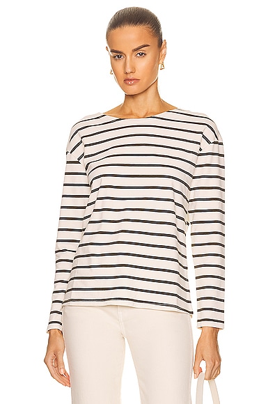 NILI LOTAN Arlette Long Sleeve Shirt in Olive Stripe | FWRD