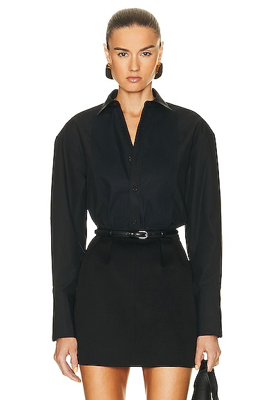 NILI LOTAN Blanche Tuxedo Shirt in Black | FWRD