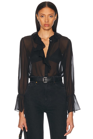 Zimmermann Halliday Lace Trim Shirt in Black | FWRD