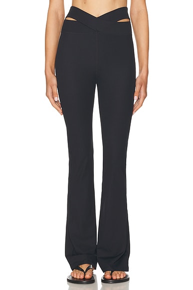 Nike Zenvy Cutout Gentle Support High Waisted Rib Flare Legging in Black