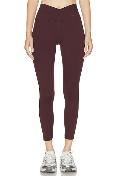 Nike High Waisted 7/8 Legging in Burgundy Crush & Burgundy Ash