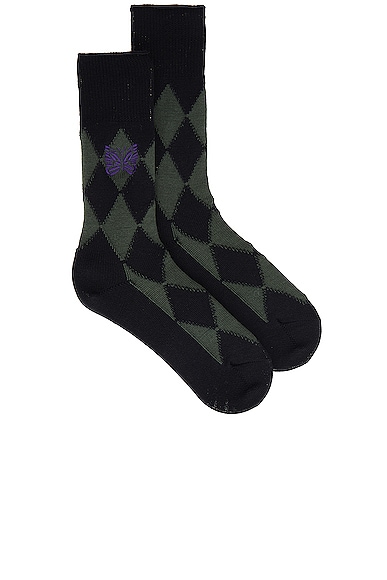 Argyle Sock in Dark Green