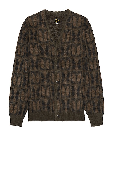 Shop Needles Mohair Cardigan In Olive