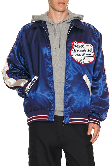 Needles Stadium Jacket Poly Sateen in Navy