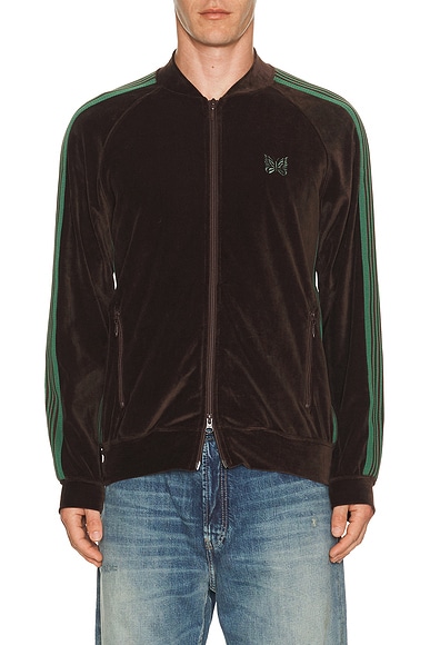 Rib Collar Track Jacketin Brown