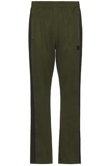 Needles Boot-Cut Track Pant Poly Smooth in Olive