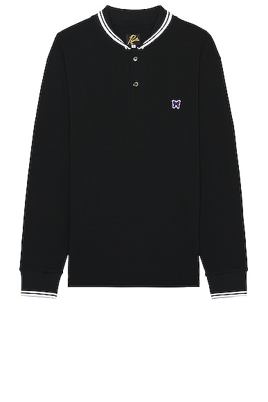 Needles Logo Motif Embroidered Polo Shirt In Black