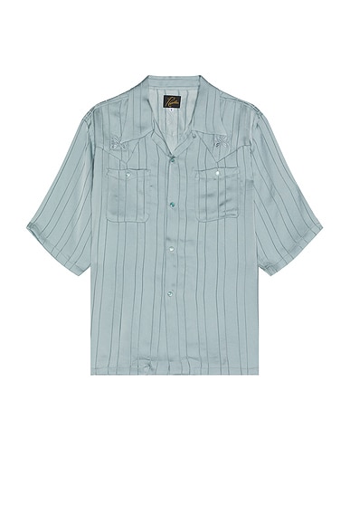 Needles Short Sleeve Cowboy One-Up Shirt Georgette In Blue