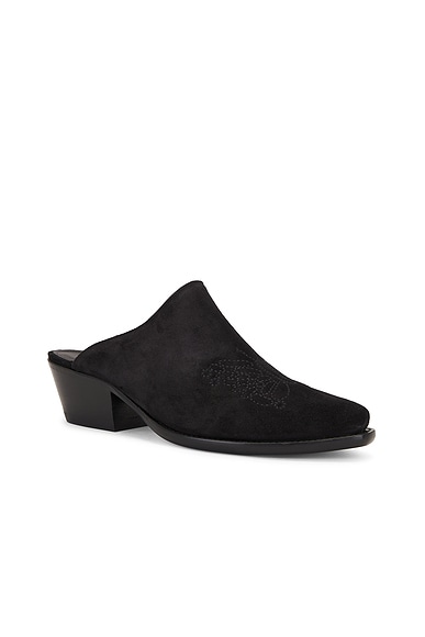 Shop Needles Heeled Papillon Stitched Mule Suede In Black