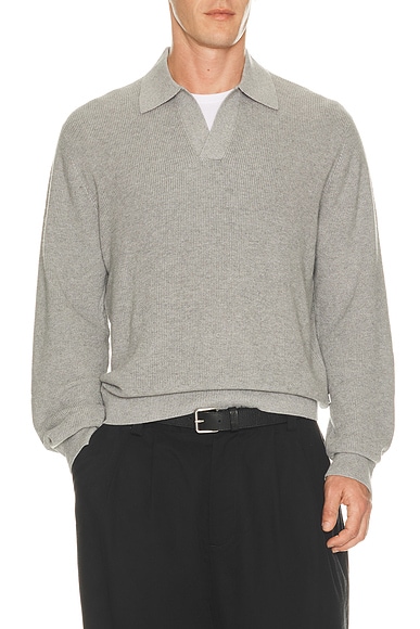 NN07 Hope Rib Knit Polo 60060 in Grey Melange