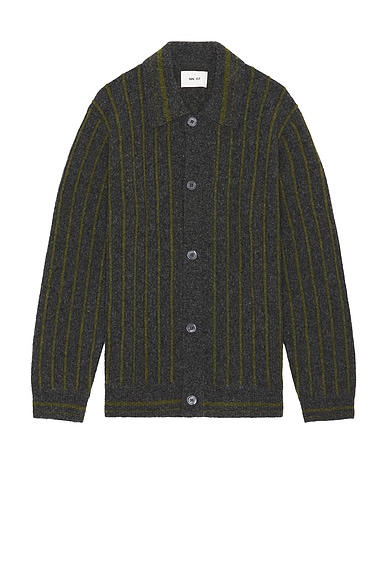 NN07 Darren Polo Cardigan in Medium Grey Melange