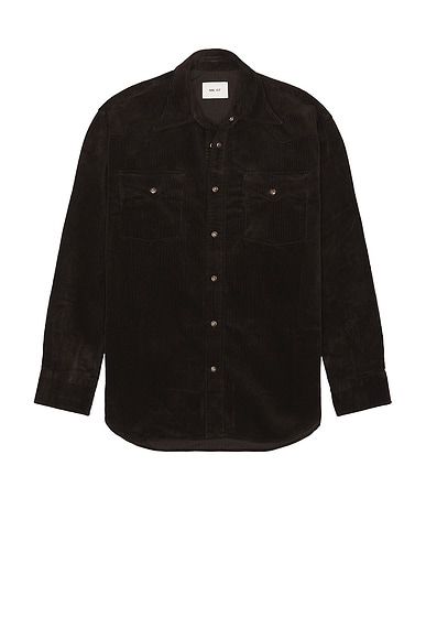 NN07 Ricky Cord Shirt in Demitasse