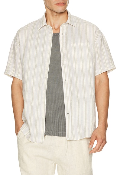 NN07 Deon Short Sleeve Shirt 5728 in Mint Stripes
