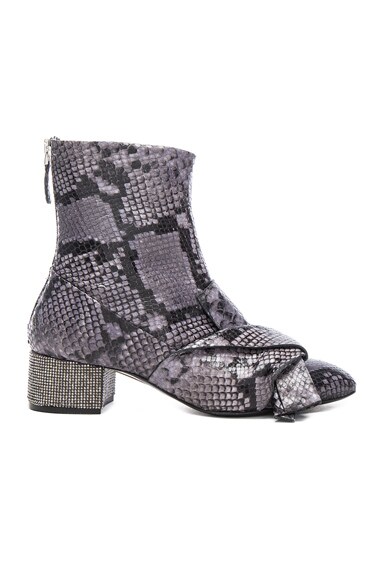 Snakeskin Embossed Bow Booties