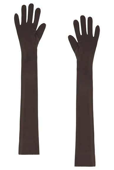 Norma Kamali Long Gloves in Espresso